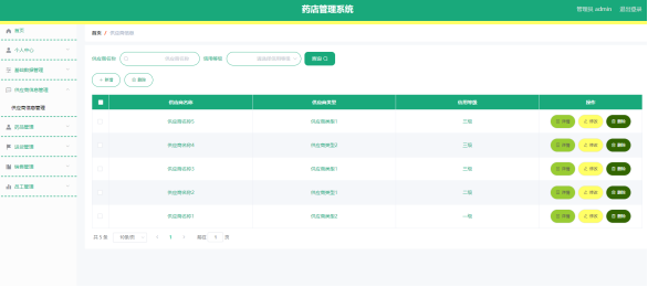 图 5.2 供应商信息管理页面